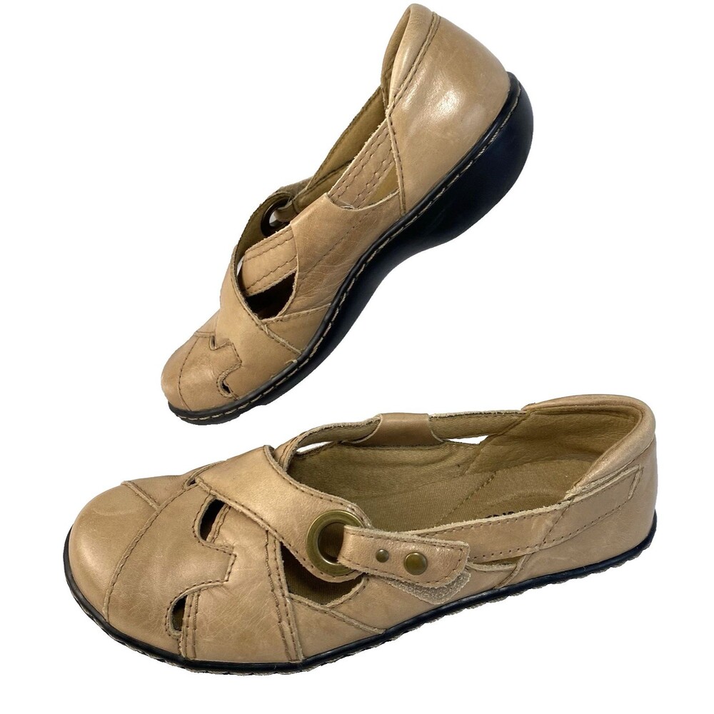 Clarks Leather Hook/Loop Loafers Ashland Spin Q Shoe Women's 6M Commute Comfort